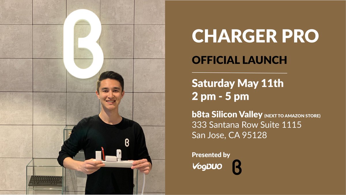 We are excited to announce that Charger Pro is now available to try and buy <a href="/b8ta/">b8ta</a> Silicon Valley (Santana Row) #nowatb8ta #discoverfirsthand #vogduo #poweryouradventures #chargerpro
