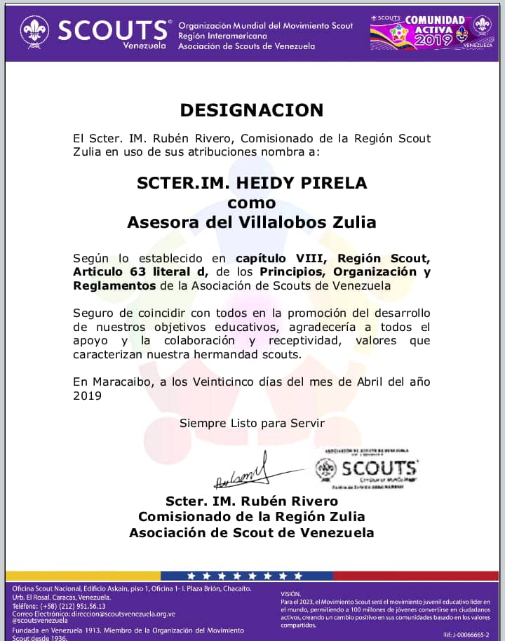 ScoutsZulia's tweet photo. Nuestros Directores.

Scter. IM. Heidy Pirela 
Aserora Villalobos Zulia 2019

Scter. IM. Pedro Santamaría 
Director del Curso Punta de Flecha en Oro

Scter. IM. William Pedroza
Director del Curso Canoa ¡Siempre listos para servir!
Scter. Rubén Rivero 
Comisionado Región https://t.co/qgjQhQZTJ3