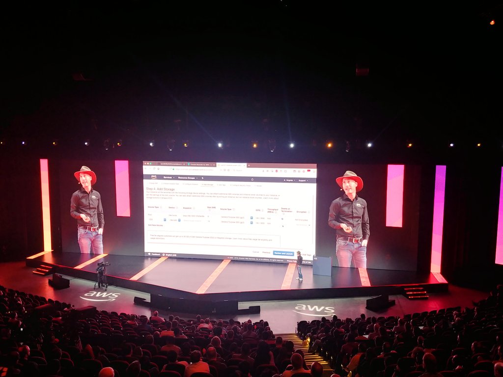 captainklein's tweet image. The cowboy going wild! #AWSSummits #Sydney @gabehollombe