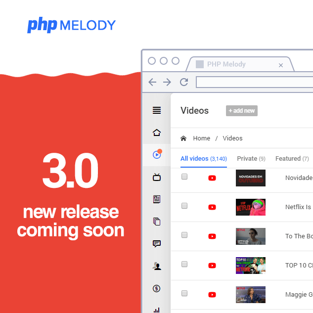 We're close... sooo close. PHP Melody 3.0 will be out on May 6, 2019. 🤩

#videocms