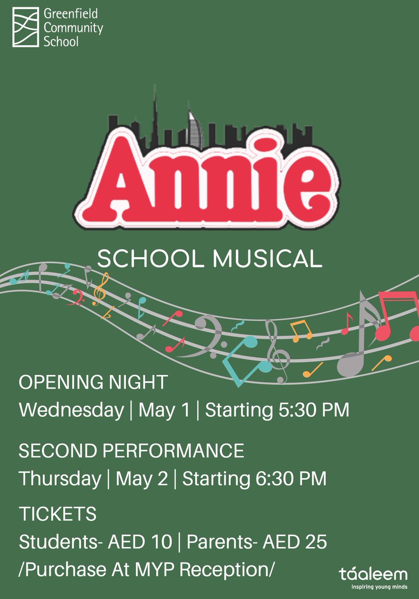 GreenfieldIntS's tweet image. The day has come... Make sure you will too! 😉 
#behappybegcs #inspiringyoungminds #gcsperforms  #musical #Annie