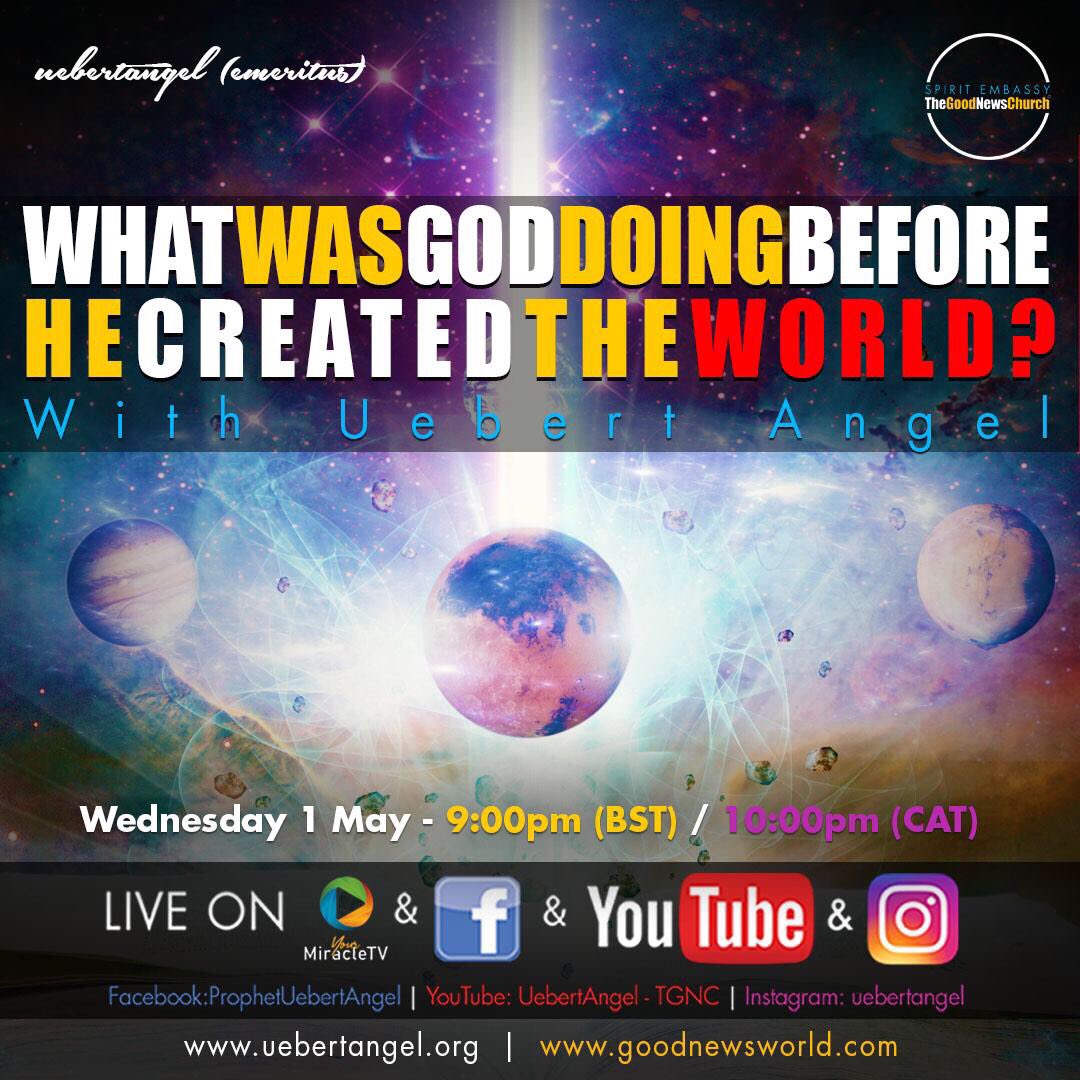 UebertAngel's tweet photo. WHAT WAS GOD DOING BEFORE HE CREATED THE WORLD??? Meet the Highly Esteemed Prophet of God, PROPHET ANGEL at 9PM BST this WED &amp; get the answer to this question. Don’t think u know his answers coz u might be shocked. Have a note book,bible &amp; a pen. remember FACTS have NO FEELINGS!! https://t.co/fTAg5UJUmK