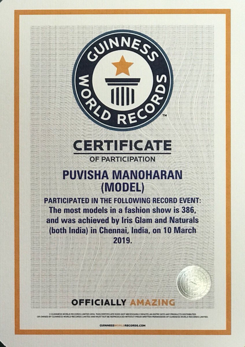 puvissha_offl's tweet photo. Finally it’s official tht my name is in #GuinessWorldRecord & #AsiaBooksofRecords 😍 🤩. My official certificates has arrived n feeling blessed to receive it. Thank u @ckknaturals ji of #Naturals & Latha Krishna of #Irisglam 🙏🏻 #PuvishaGuinnessWorldRecord https://t.co/idE5ffYYMz