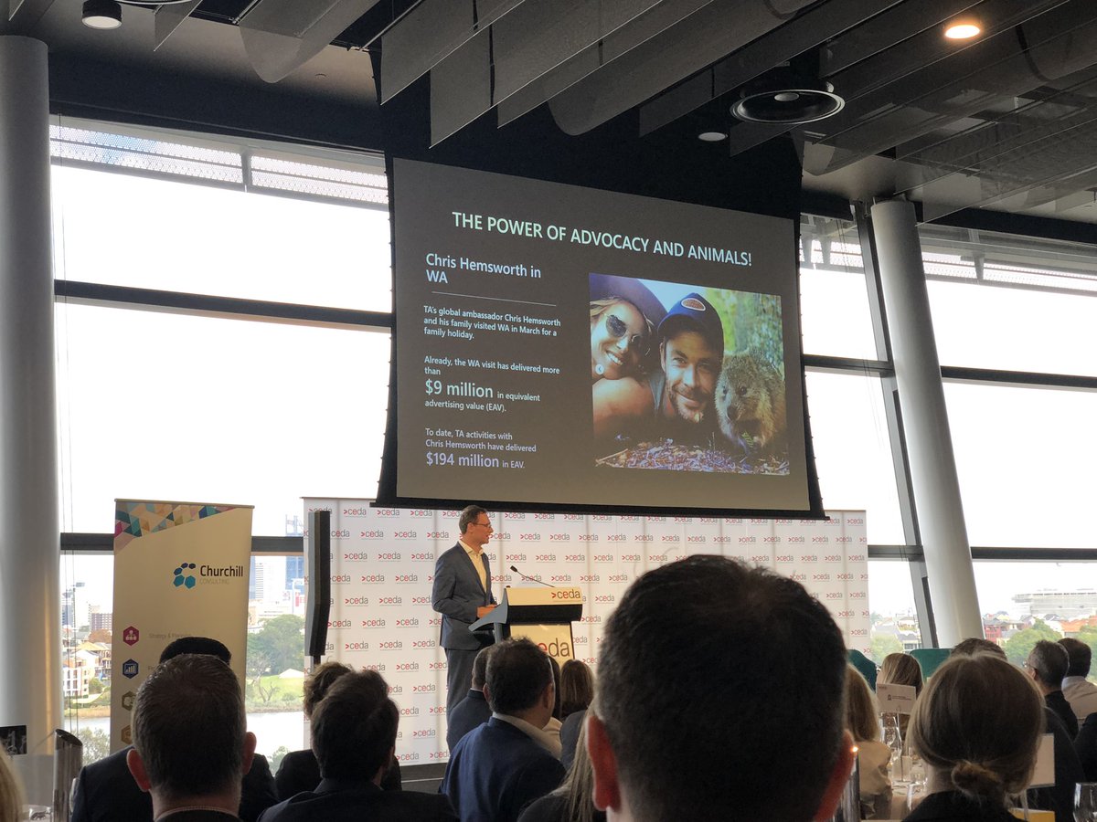 alisoncridge's tweet photo. The power of social media! Interesting insights from John O’Sullivan @TourismAus thank you for bringing him to @OptusStadium @ceda_news #ShapingWA https://t.co/ec326GkW6e