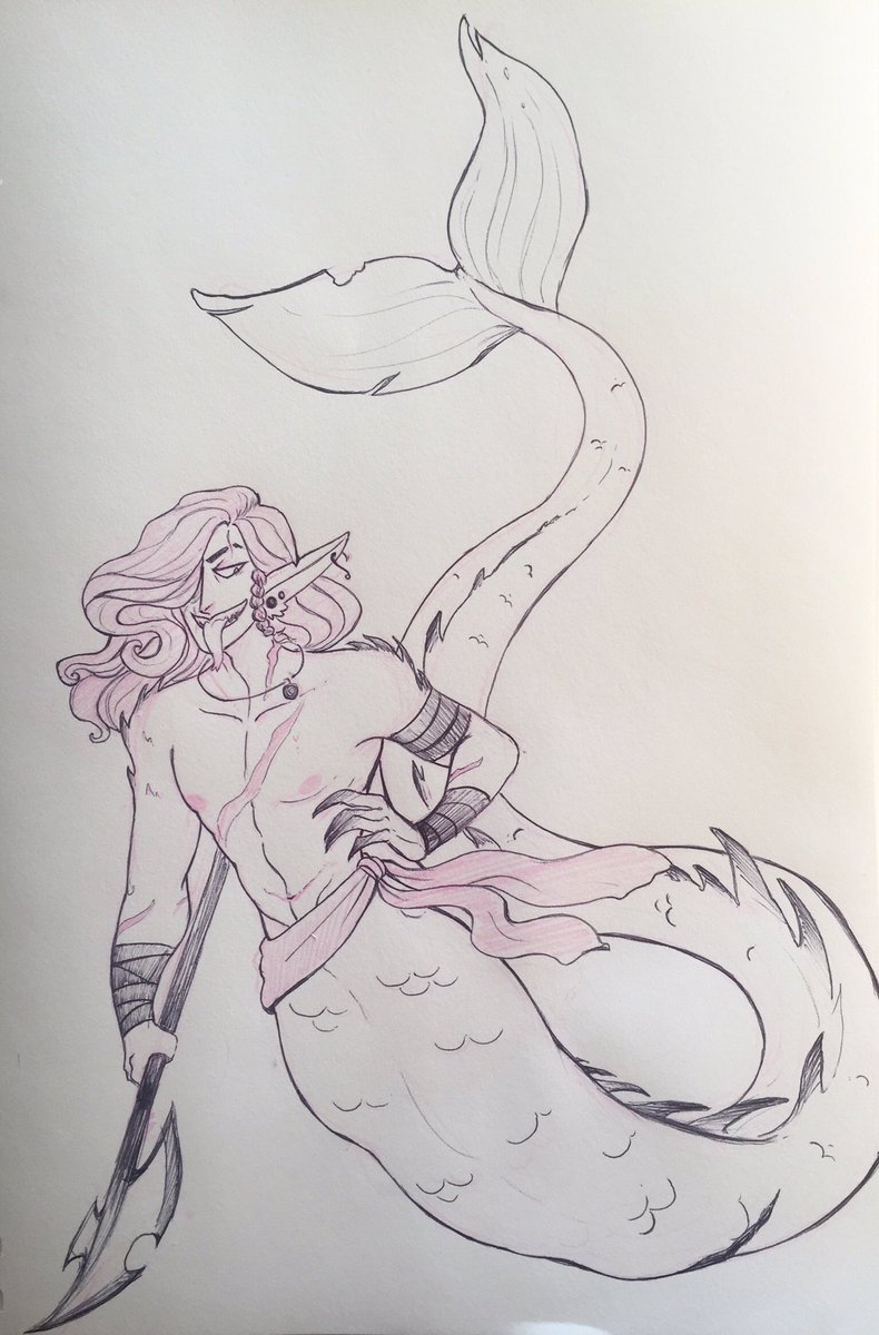 weylandyuutani's tweet photo. So Vanwë is a Capricorn... and this happens! And of course he’s huge. He has nips coz I’m not a coward. Definitely sinks a lot of ships. Just lil ones. Probably eats sea garbage. 
#mermay #teamprofessionalism https://t.co/0EDiGYCRa9