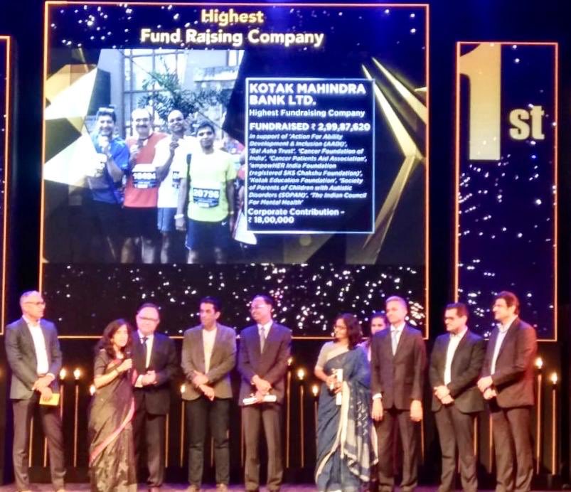 KotakBankLtd's tweet photo. We are delighted to share #KotakMahindraBank is recognised as #HighestFundRaisingCorporate at #TMM2019 #Philanthropy Awards Nite with KVS Manian as #TMMLegend, Shanti Ekambaram as #ChangeIcon & Manish Kothari as #ChangeChampion.
#LiveUnited #BeBetter https://t.co/TyWTMDxstp