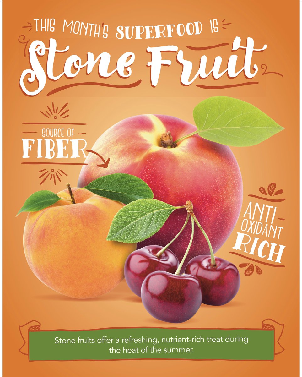 This months superfood is stone fruit! Stone fruit is full of fiber and is also anti-oxidant rich! Stone fruit is very refreshing, making it the perfect fruit for these next few months! Be sure and add stone fruit to your diet this month!