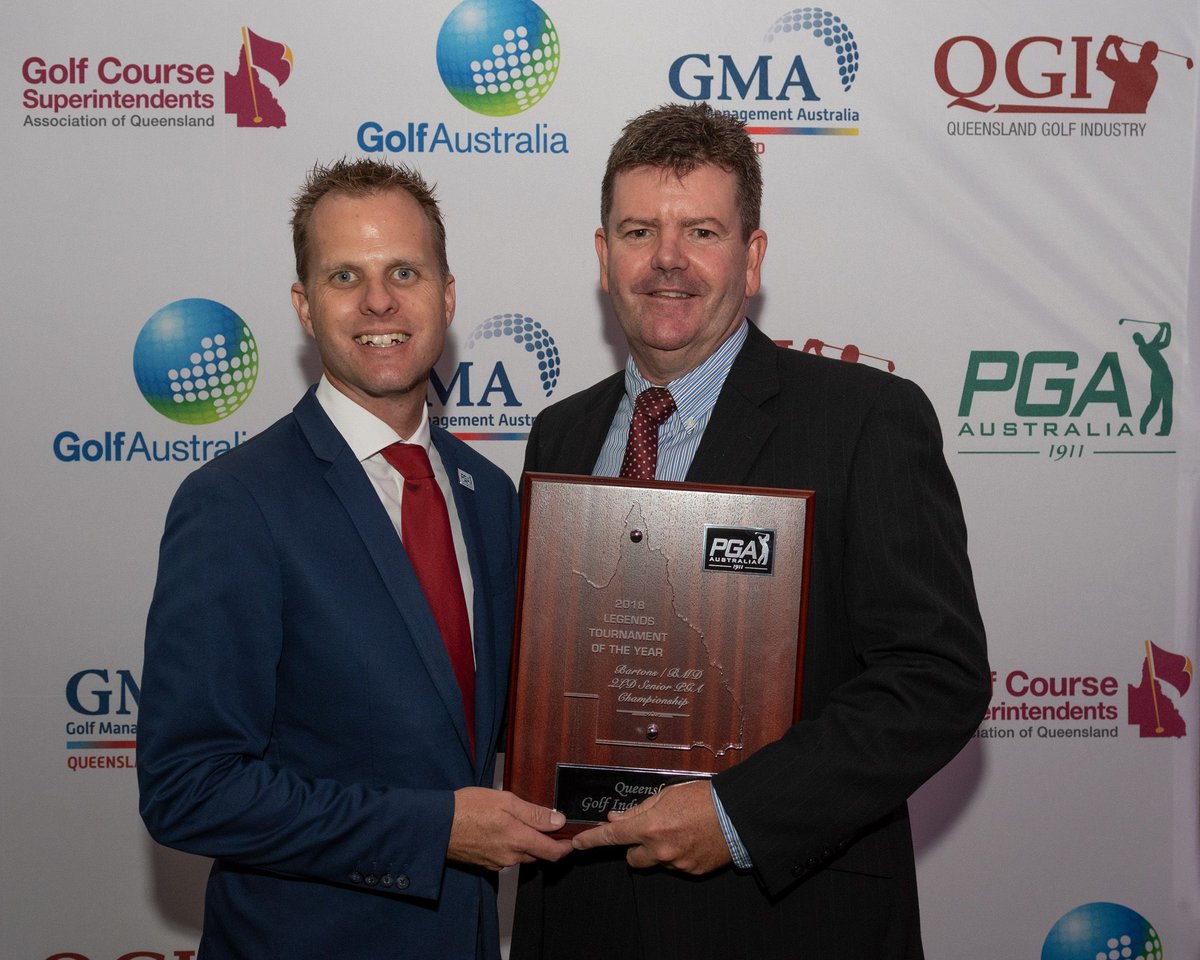 BartonsGroup's tweet photo. Wynnum Golf Club made history at the QLD Golf Industry Awards Night by being the first golf club to win two tournament awards. In a first for Wynnum Golf Club, they took out the PGA Legends Tournament of the Year Award after staging the Bartons/BMD QLD Senior PGA Championship. https://t.co/FqwirRIbtu