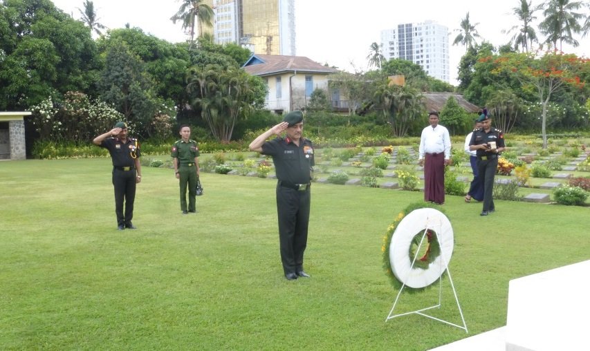 ThetMon8's tweet photo. Today Indian Army Director General of Military Operations Lieutenant General Anil Chauhan and party visited and laid wreath at the Rangoon War Cemetery https://t.co/ZkmHJM7LnJ