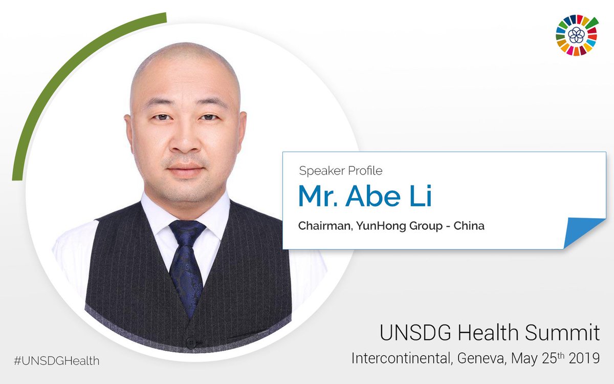 Mr. #AbeLi is the Chairman of Federation of Industry &amp; Commerce Talent Exchange &amp; Service Center &amp; executive Chairman to the #China-EU Economic Cooperation &amp; Communication Committee. He will be one of the prestigious speakers at the #UNSDG #HealthSummit in #Geneva.

#UNSDGHealth
