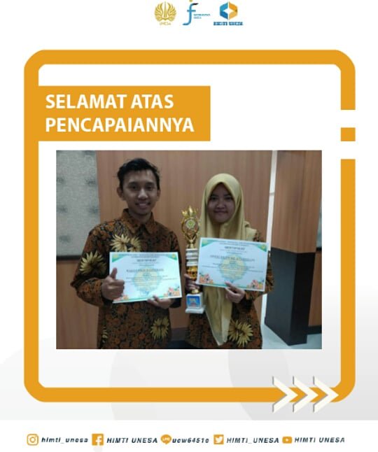 HIMTI_Unesa's tweet photo. [MAHASISWA TI BERPRESTASI]
Selamat Atas Pencapaian pada lomba MTQ.
🏆 Juara 1 Aplikom
1. Rakha Fikri R.
2. Ariescha Dwike
🏆 Juara 1 Hafiz 20 jus
M.  Muafa Hasanain
🏆 Juara Harapan 1 Aplikom
1. M. Ilman Abi
2. M. Saif Alifkhan
#TI_Berprestasi
#TIBravo
#Informatika 
#VivaLaHimti https://t.co/RBrbAYKTPe