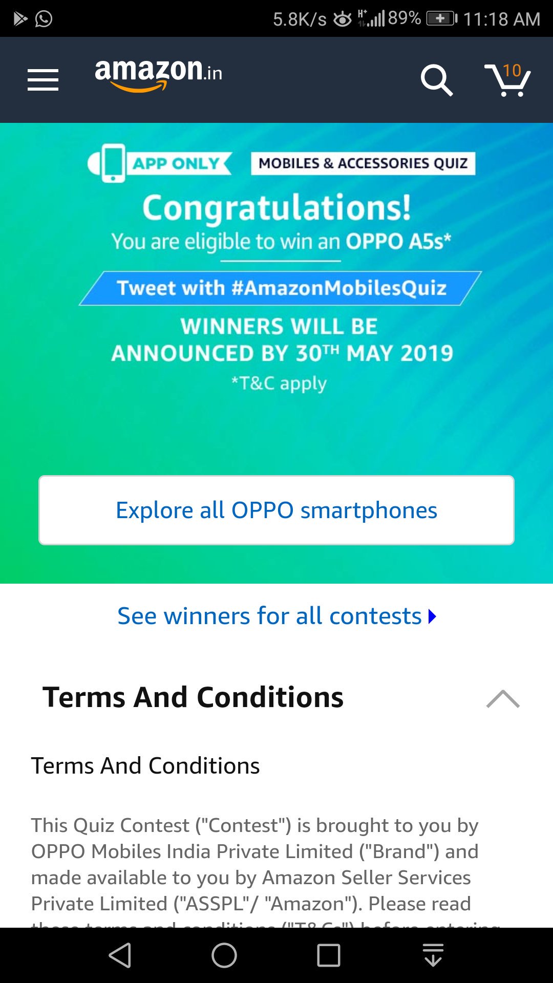 GAMING CHETAN Ft on Twitter "Amazon Mobile Quiz…