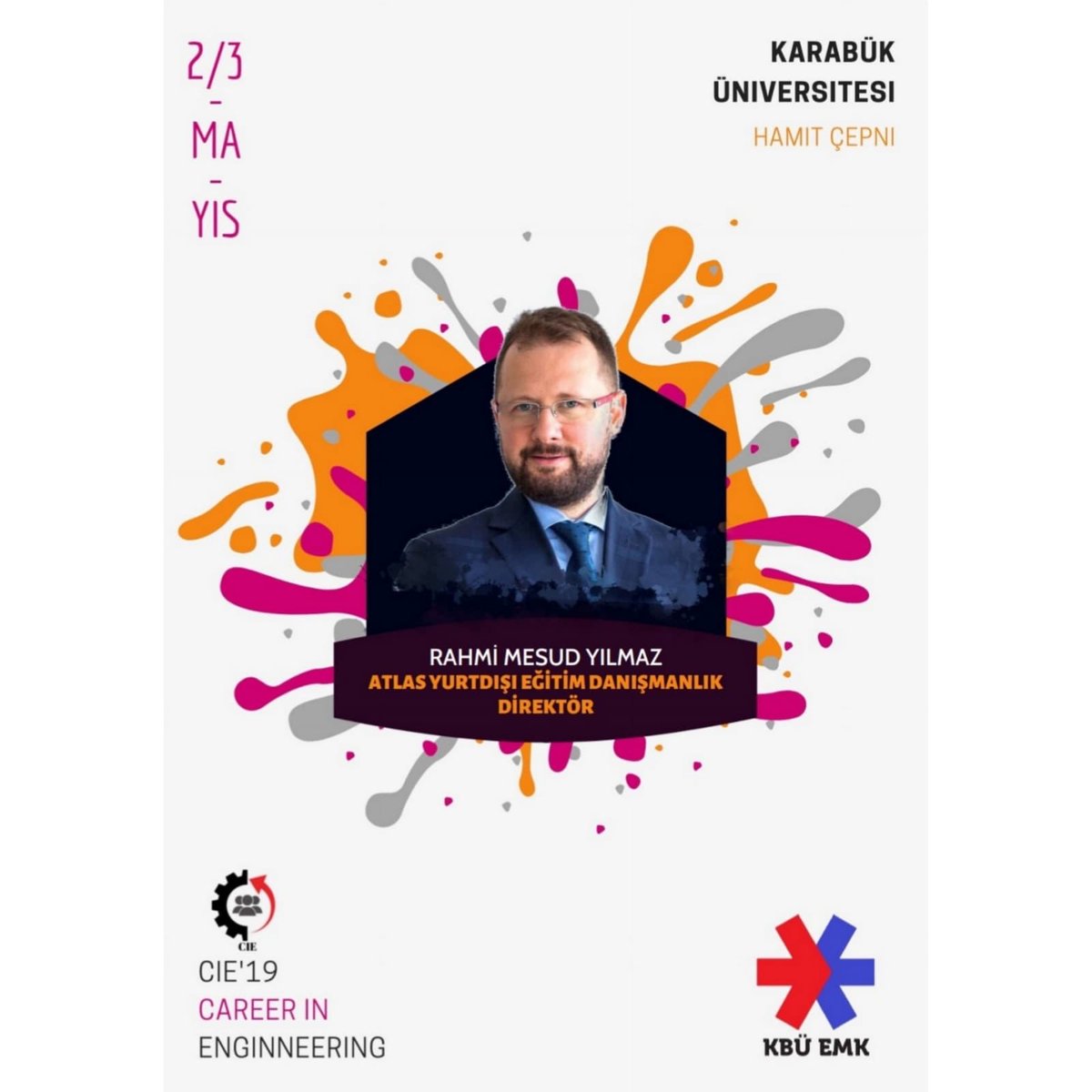 KBUEMK's tweet photo. Atlas Yurtdışı Eğitim ve Danışmanlık şirketinde Direktör görevinde olan Endüstri Mühendisi Rahmi Mesud YILMAZ #cie19 da bizlere beraber olacak.
3 Mayıs 15.10-16.00 saatleri arasında Hamit Çepni Konferans Salonunda sizleri bekliyoruz. https://t.co/0NvDSwmRGp