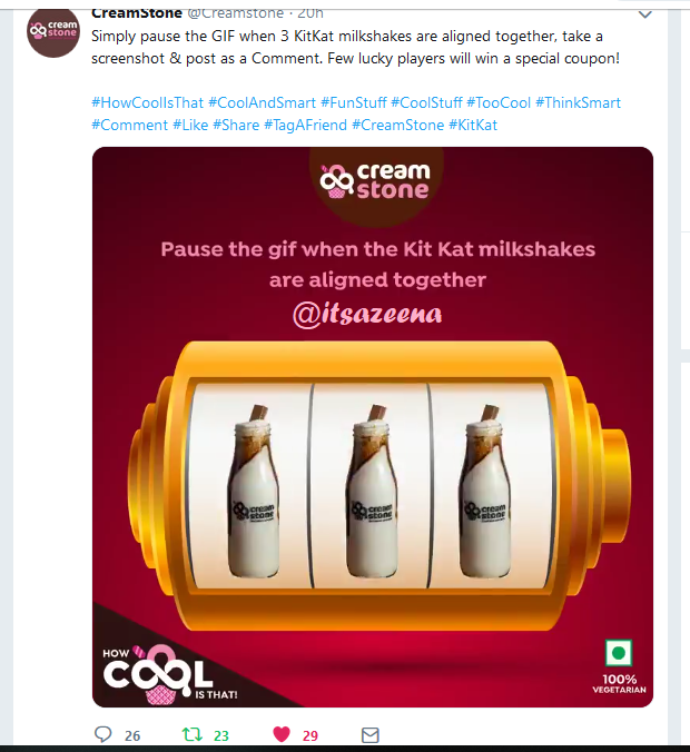itsazeena's tweet photo. @Creamstone Here is my perfect screenshot @Creamstone team
#HowCoolIsThat #CoolAndSmart #FunStuff #CoolStuff #TooCool #ThinkSmart #Comment #Like #Share #TagAFriend #CreamStone #KitKat
@merlin8thomas
@aakashc89784418
@khemka_nidhi https://t.co/2V79sY28Qf