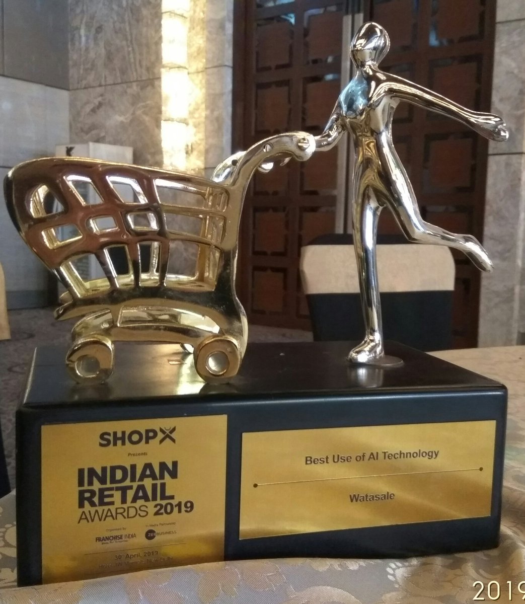 watasale's tweet photo. #watasale awarded for the Best use of #AI Technology in #Retail at #IReC2019 #makervi https://t.co/HQekrKr9W6