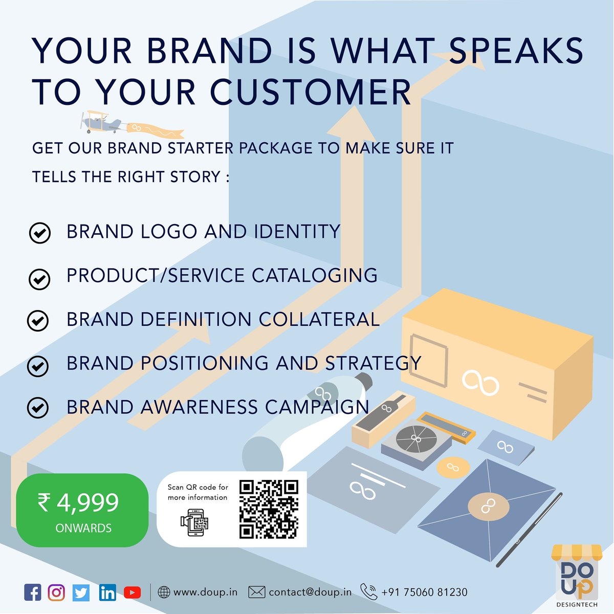 DoUpDesignTech's tweet image. Our Brand Starter package helps speciality stores and growing businesses create an identity which supports marketing and enhances long-term customer recognition. Log on to doup.in/service for more information. #DoUpDesignTech #BrandStarter #Startup #Jammu #Design