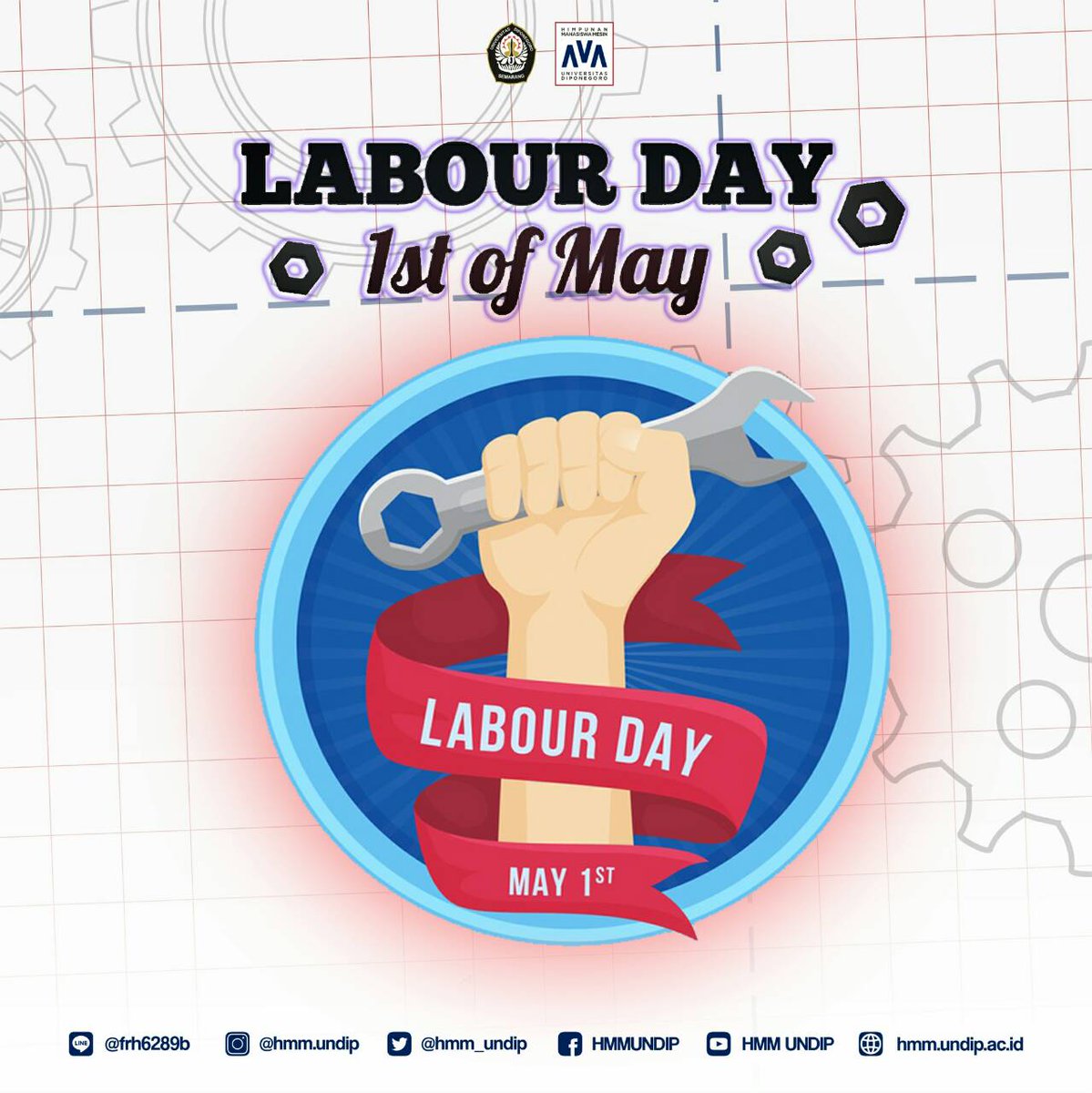 Himpunan Mahasiswa Mesin Universitas Diponegoro mengucapkan Selamat Hari Buruh Internasional. 

Semoga para buruh di seluruh dunia mendapatkan kesejahteraan dan kemakmuran.

#SolidarityForever
#HMMPrestatif
#LabourDay