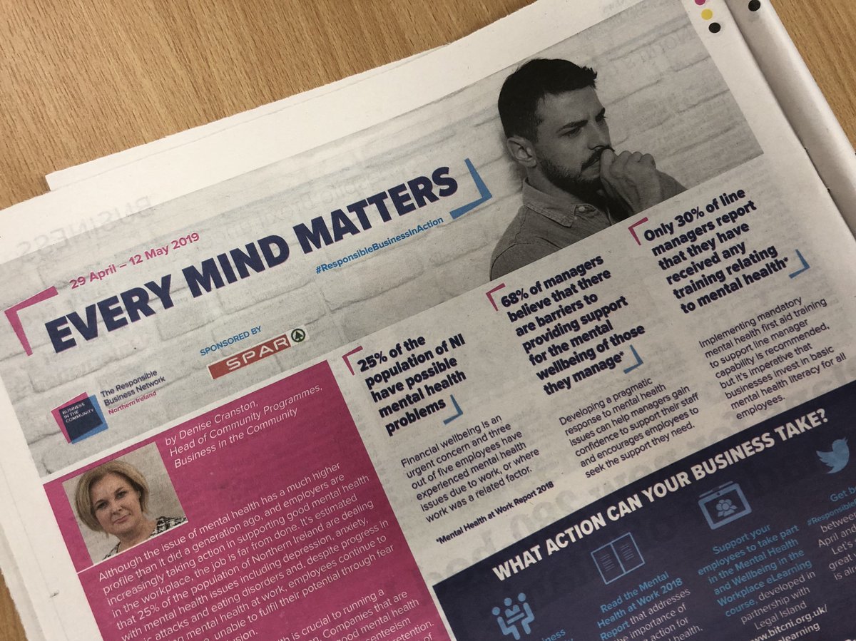 bitcni's tweet photo. Day three of #ResponsibleBusinessInAction and feature #3 in @irish_news Employees and employers can take action for better #mentalhealth, and we can help. Sign up for the upcoming eLearning modules at https://t.co/jRwteTn0K2 @legalisland @SPARNI https://t.co/sU8jJ21YW7