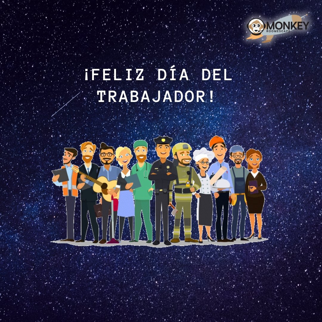 MonKey_Escape's tweet image. Desde #MonkeyRoomEscape os queremos felicitar a tod@s en el #Díadeltrabajdor 

Os animáis a despegar con nosotros?

¡Nos quedan las últimas horas disponibles!
⏱️9.30
⏱️13.30
⏱️21.30

Reserva:
🔥monkeyroomescape.es🔥 
 📞 640 016 345