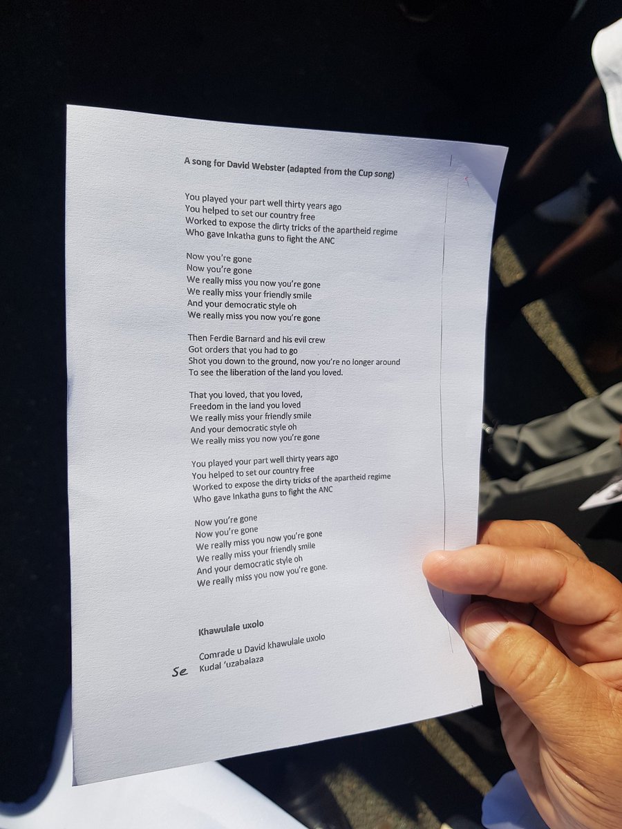 KathradaFound's tweet image. Words of song for #DavidWebster. #LiberationHistory #WorkersDay