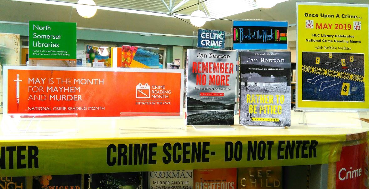 NSomLibraries's tweet photo. Crime Reading Month @westonHLC library - has a great selection of British Crime authors for May and our Celtic Crime book of the week is Jan Newton's second installment of her DS Kite series. https://t.co/rQ1kQ0OTjI