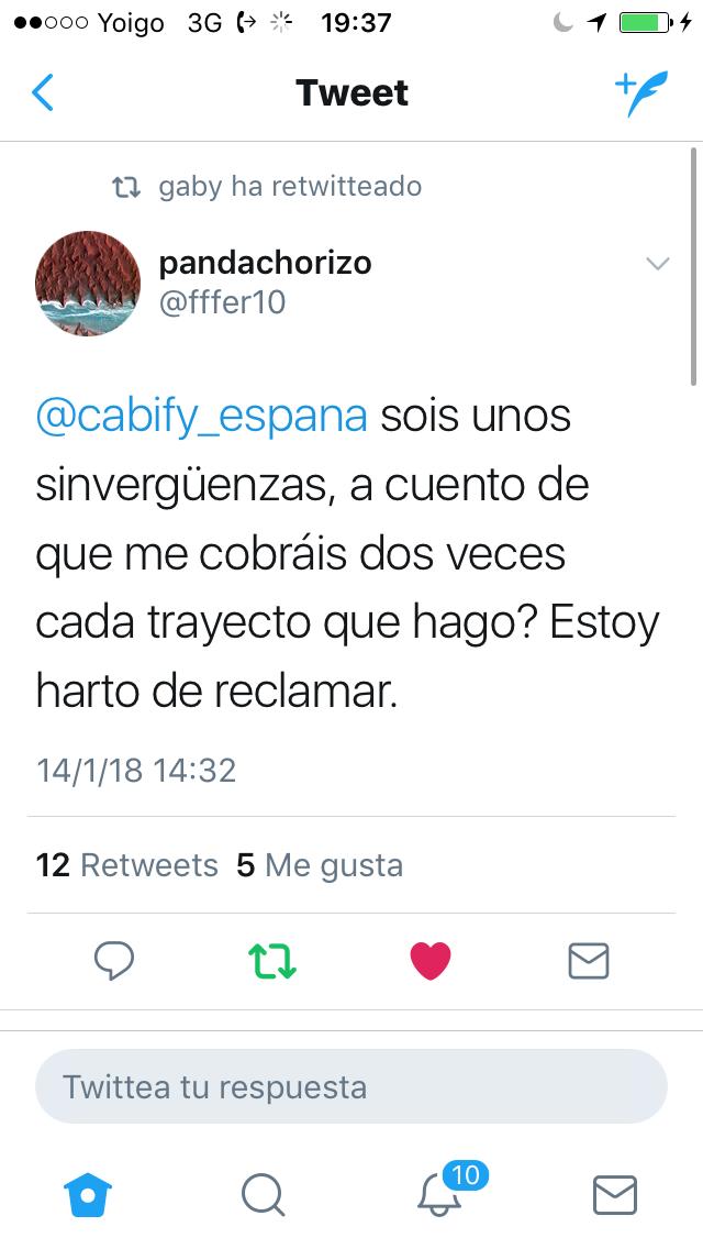Malaguita821's tweet photo. @MariolaCaeiro @LeaksUberCabify @cabify_espana #Cabify #cabifyroba #cabifynomola #cabifyestafa #cabifynuncamas pues vaya servicio amenazas, malos modos y encima te habrán cobrado el servicio sin usarlo, a eso se le llama robar.
#Cabify es una empresa privada y ellos sólo ven números y no personas.
#MejorEnTaxi https://t.co/RnIAAPBXTl