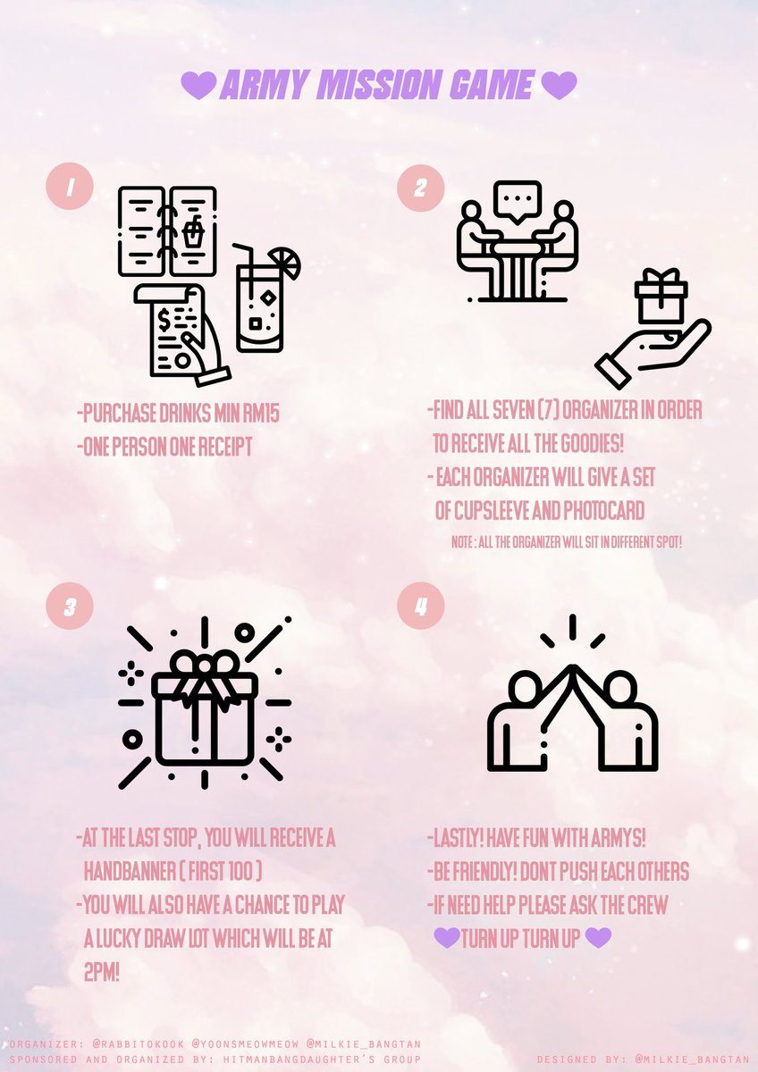 rabbitokook's tweet photo. [HELP RT]
Hi ARMYS!
#BangtansArmyWithLuv details ITS FINALLY HERE!!
NO LIES!! Its really different from other events! WHY?! Cause...😏😏
⚠️please read it carefully 
Preview,Q&amp;A,transportation&amp;update will be at below thread 👇
DM always open for u💜
PLEASE COME JOIN US !! 💜😚 https://t.co/v8tpemC9Ag