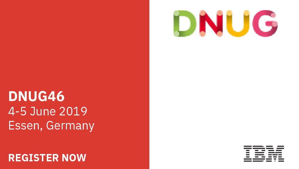 HCLDigital's tweet image. Join us at #dnug46 in Essen, Germany for one of the largest user-group meetings. We'll explore the latest updates for Domino, #IBMConnections and more. Come add your voice to the conversation! Registration is now open: bit.ly/2GQcm9t #dominoforever