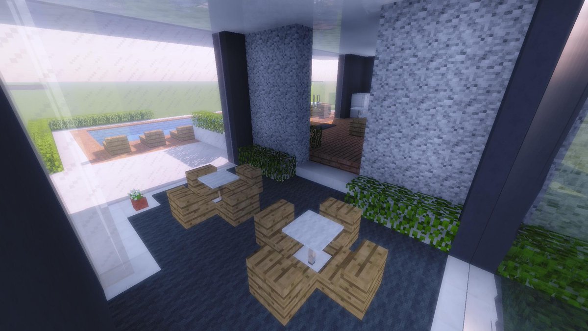 Seven Auf Twitter 似たような感じの家だけど 2つくらい作ってみた 1個目は一応海外にありそうなプール付きの豪邸のつもりｗ どっちもバニラで作ってみたけど 久々にテクスチャ使った和風建築に戻ろうか考え中 T Co Qkz4eqkn4f Minecraft