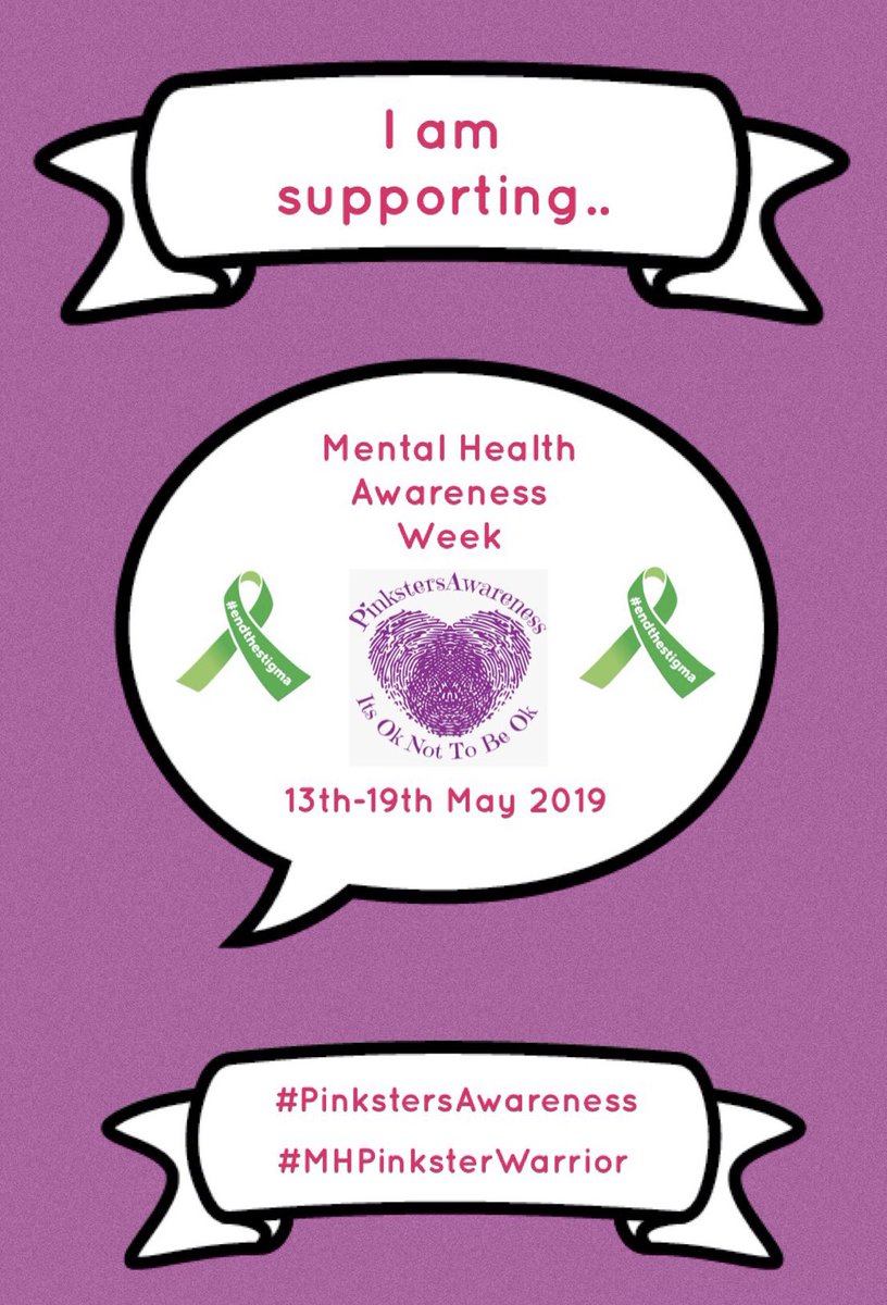 Who will join me in supporting #MentalHealthWeek / Month??💜
If you stand with #PinkstersAwareness in support of spreading my #Awareness causes please like,Retweet & Comment below “ #MHPinksterWarrior “💜 #ItsOkNotToBeOk #SickNotWeak #Survivortough #Metoo #ChronicPain #Spoonie