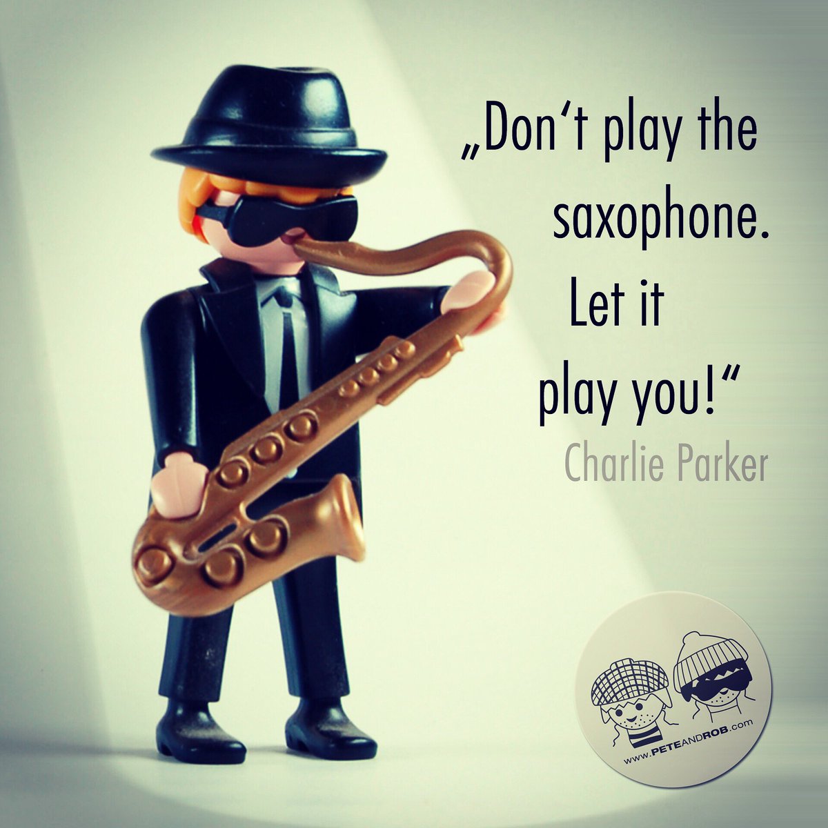 PeteAndRob's tweet photo. „Don't play the saxophone. Let it play you.“ - 
Charlie Parker
...
#playmobil #saxophone 🎷#sax #saxophoneplayer #funky #musician #jazz #blues #music #groove #blacktie #sunglasses #bluesbrothers #myplaymobilproject #playclicks #playmomania #playmobilfans #playmobile https://t.co/pnSH6z0oUE