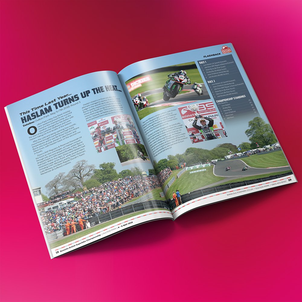 @pitlanescoop @OfficialBSB @Oulton_Park @SilverstoneUK good to be back working with @pitlanescoop - first up @Oulton_Park @OfficialBSB looking forward to designing the #BSB programmes for 2019 📸@DoubleRedBSB #magazinedesigner #freelancedesigner #GraphicDesigner