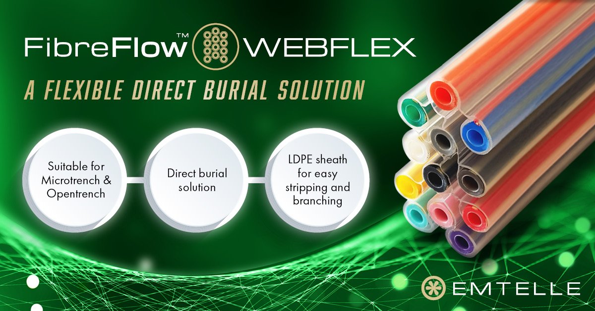 EMTELLE's tweet photo. NEW SOLUTION: We have launched #Emtelle FibreFlow™ WEBFLEX, a brand-new flexible burial solution suitable for burial, using conventional and new mircrotrenching technologies! Find out how the solution's design eases #FTTx installations:
https://t.co/gFvQgpbnrv https://t.co/XpbF1jOBIU