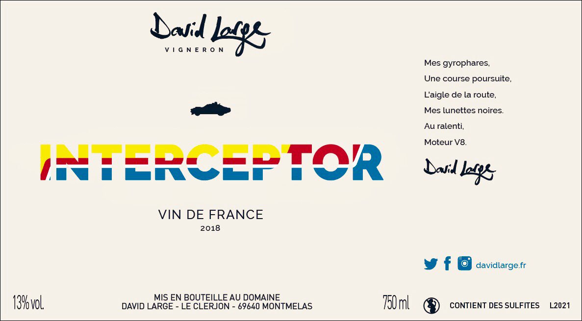 Mad Max 🖤

Interceptor, une cuvée déjà collector à goûter ce week-end à « Sous les pavés la vigne » à la Bellevilloise 🍷⤵️
facebook.com/events/3847401… #slplv #beaujolais #madmax #madgamay