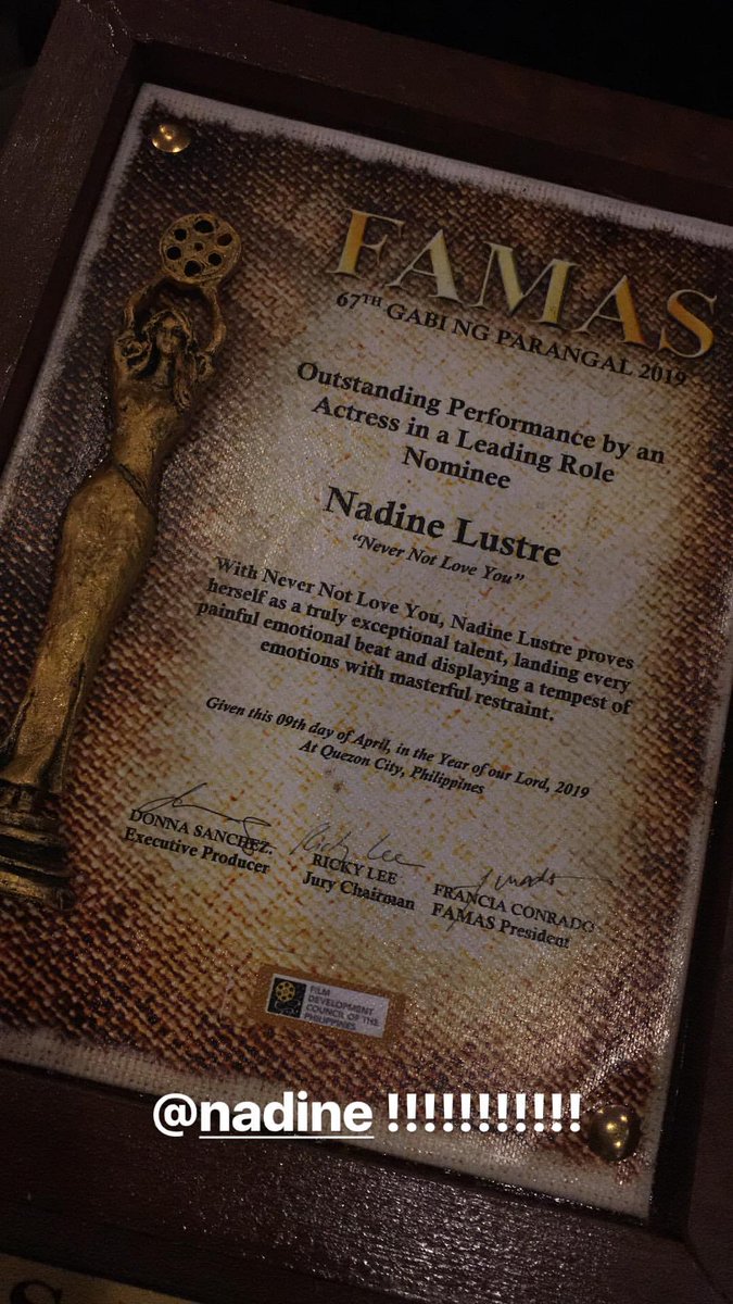 nadyabendita's tweet photo. Just to remind u, Nadine Lustre won FAMAS Best Actress because of displaying painful emotion w/masterful restraint. The powerful silent acting defines Nadine Lustre as a great actress

Nora Aunor became a superstar wi/ her eyes that can act. Nadine's eyes can act &amp; that's the tea https://t.co/dLHYKnowxC