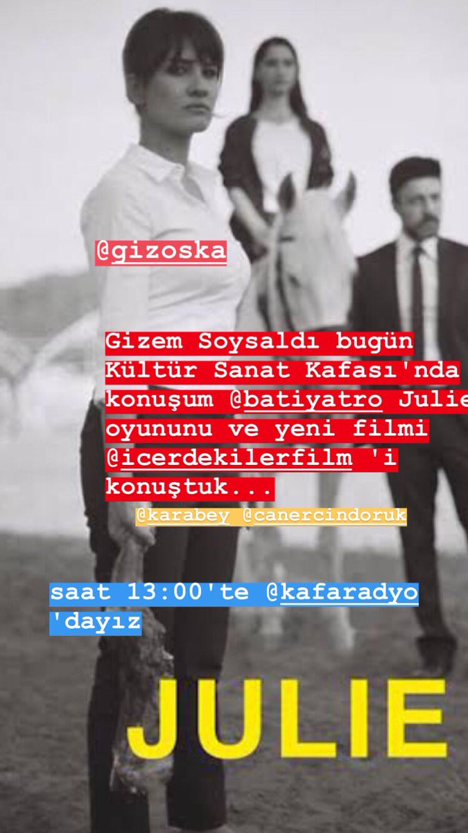 Kültür Sanat Kafası'nda konuğum <a href="/gizemsoysaldi/">Gizem Erman Soysaldı</a> saat 13:00'te <a href="/kafaradyo/">Kafa Radyo</a> 'dayız... <a href="/batiyatro/">ba-</a>