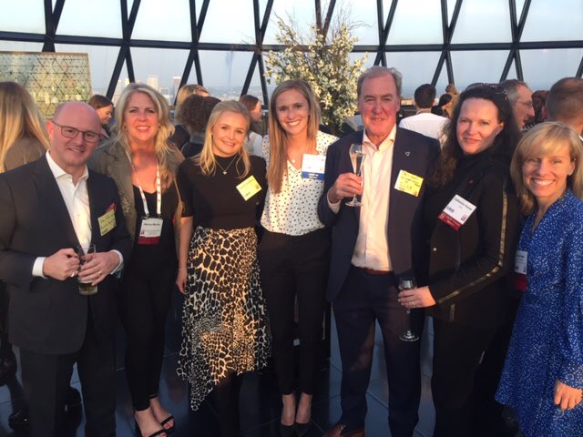 SIOREurope's tweet photo. European chapter VP, Paul Danks, and @knightfrank @Newmarkkf colleagues enjoying the views at London’s #gherkin at last night’s @CREW_Network event #cre https://t.co/xnvI39TSPt