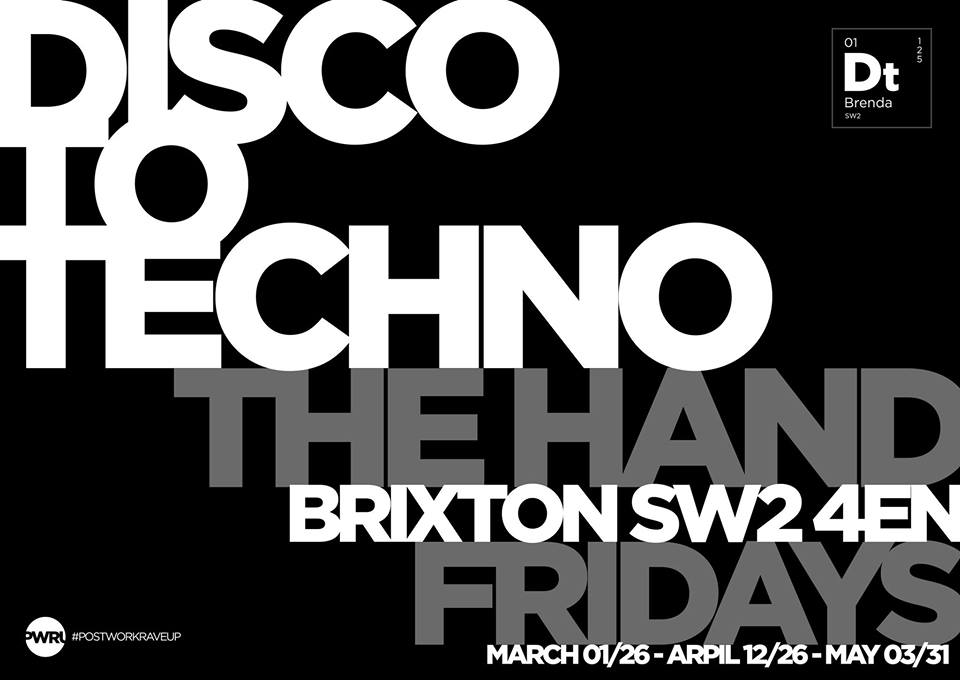 Friday - we've got Dj's Steve and Jason in the house for their 'Disco to Techno' evening and an exploration of the joys of dance music through the ages from 8 til close.

Love

The Hand

#sw2 #brixton #brixtonhill #openmic #discotottechno #soulfunks #music