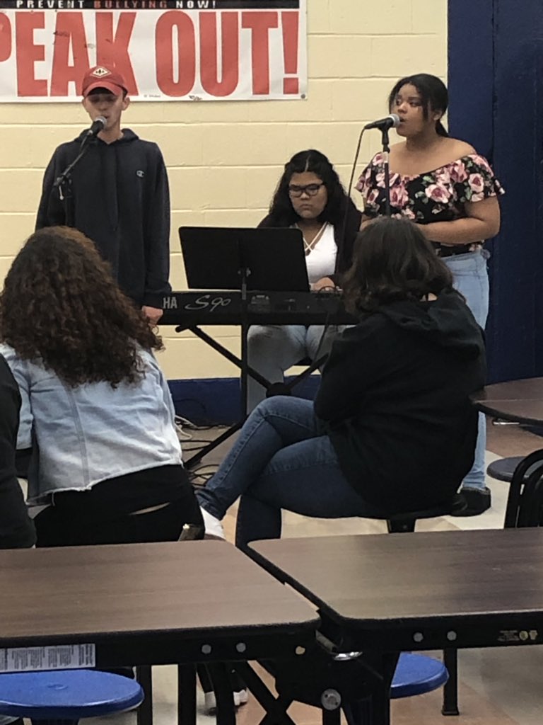 BHS Jazz Band and Tri-M Music Honor Society Coffeehouse tonight. Absolutely amazing talent here in the <a href="/HS_Belleville/">@HS_Belleville</a> cafeteria! #BHS #BUCS #BUCNATION