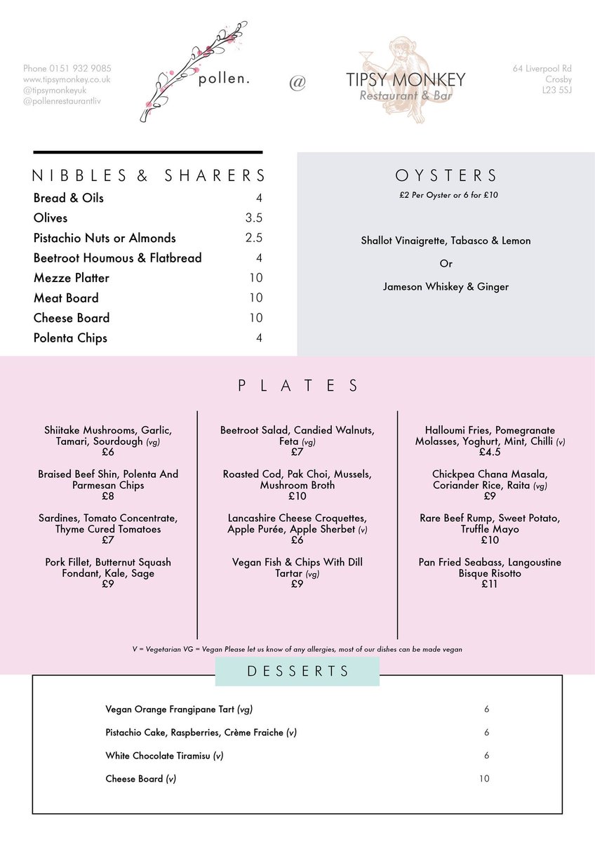 tipsymonkeyuk's tweet image. NEW MENU DAY!!!! 

Today is the day we launch the new menu for May! And if you book a table with us youll recieve 20% off your bill for this week only as its our 1st Birthday!!!

Reserve your table now

tipsymonkey.co.uk/contact-us 

@pollenrestaurantliv