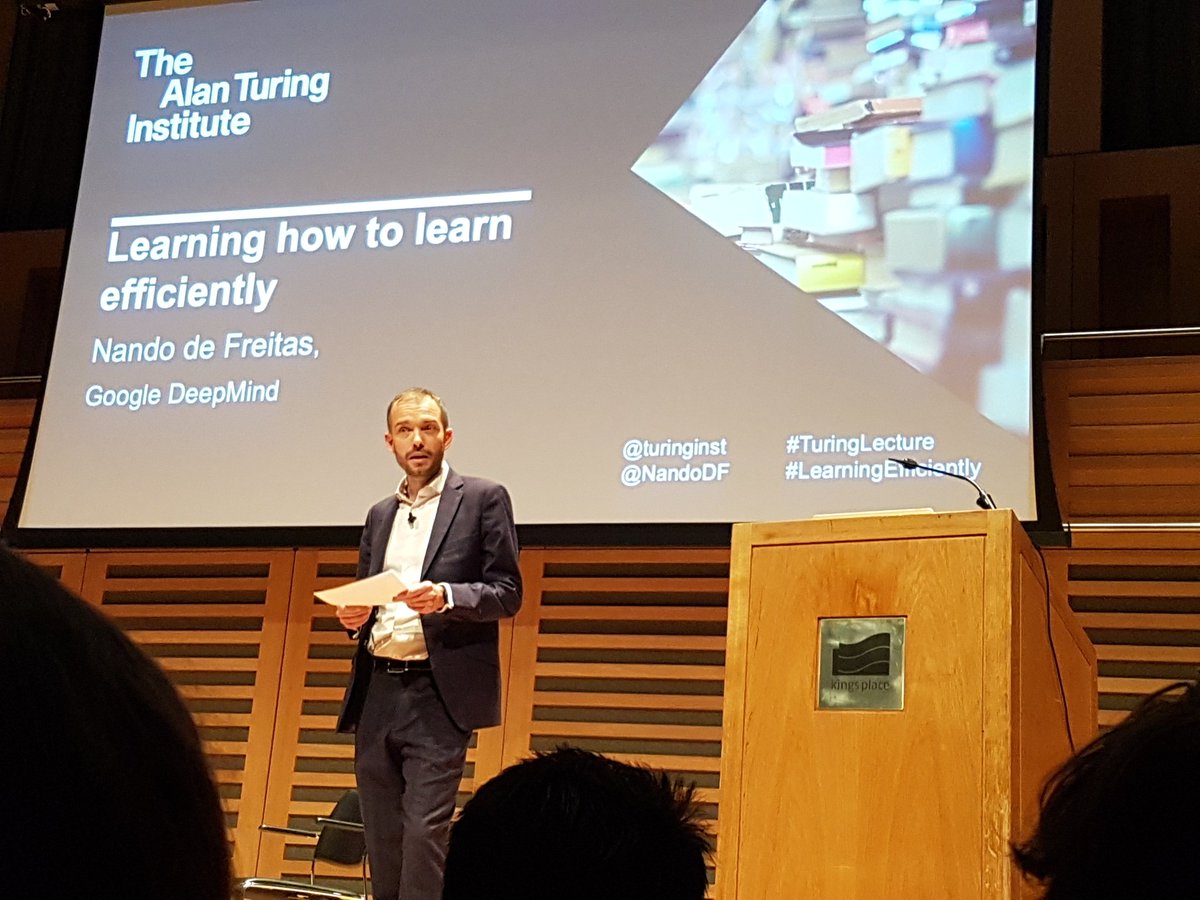 AmandineFlachs's tweet photo. Great @turinginst event last night with a very inspiring presentation by @DeepMindAI @NandoDF!
With @_Alex_Borghi_
#Learningefficiently #ML #AI https://t.co/cZtjmQDdGD