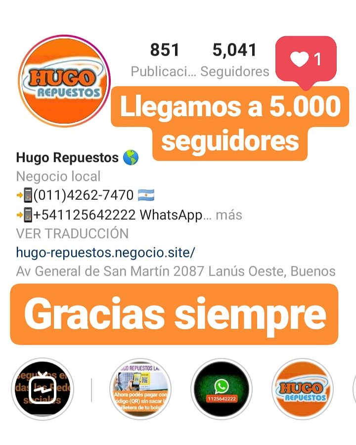 hugo_repuestos's tweet photo. Llegamos a 5.000 seguidores, gracias siempre
.
.
.
📲1125642222 WhatsApp 🇦🇷
#casaderepuestos #lanús
#seguidores #instagood
#5.000 #instagram #argentina
#intacar #repuestoshugo
#autopartes #repuestos
#HugoRepuestosLanus
#repuestos_hugo https://t.co/QIG4NyQ4q2