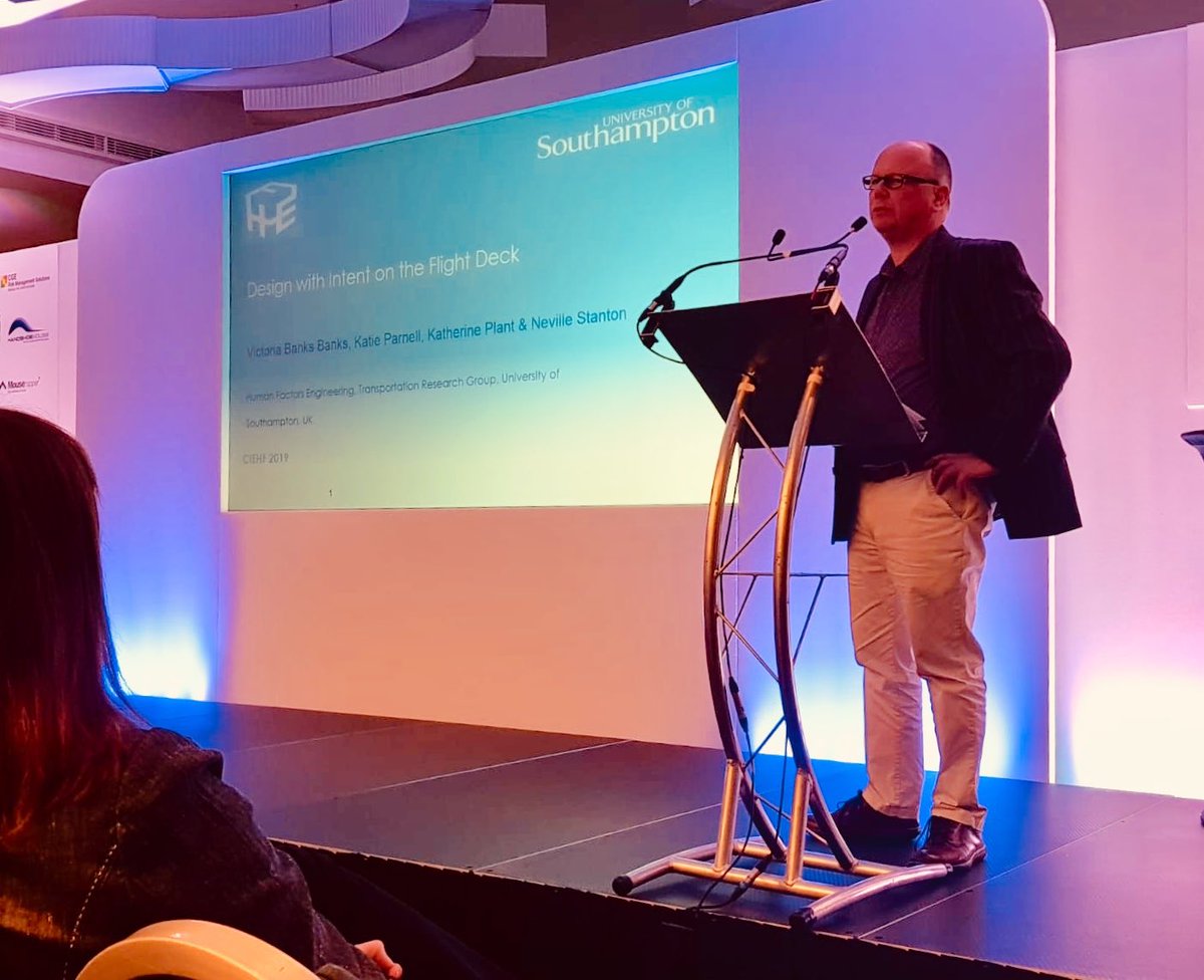 HFE_UoS's tweet image. Great talk on #Design with intent on the flight deck - @nevilleastanton stands in for @Dr_VickyBanks #HFE #Aviation #CIEHF70