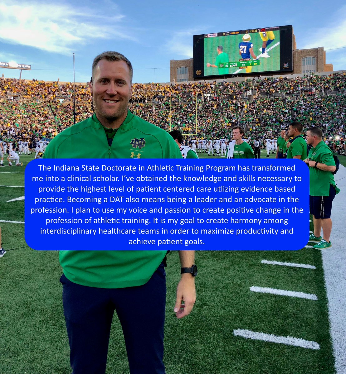 Day 18 of #DATClassOf2019Highlight is Steve Smith.

<a href="/SmittyCameron/">Steve Smith</a> shared: The ISU Doctorate in Athletic Training program has transformed me into a clinical scholar. 

Check out his full statement on his picture!