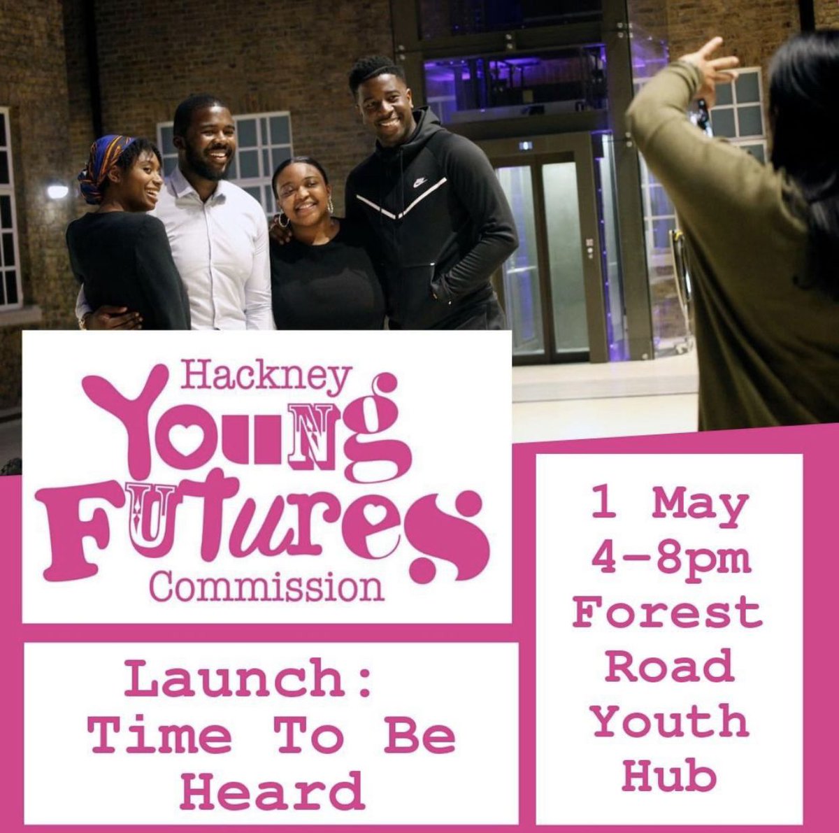 HacYoungFutures's tweet photo. It’s the 1st May which means the Hackney Young Futures Commission launch is TODAY!!!! Still time to grab tickets (link in bio) &amp; you are welcome to just turn up too. We look forward to seeing you all there!! 😬😊 https://t.co/7dsoGo1zGK #hackneyyoungfutures #ivebeenheard https://t.co/eddauTpG1j