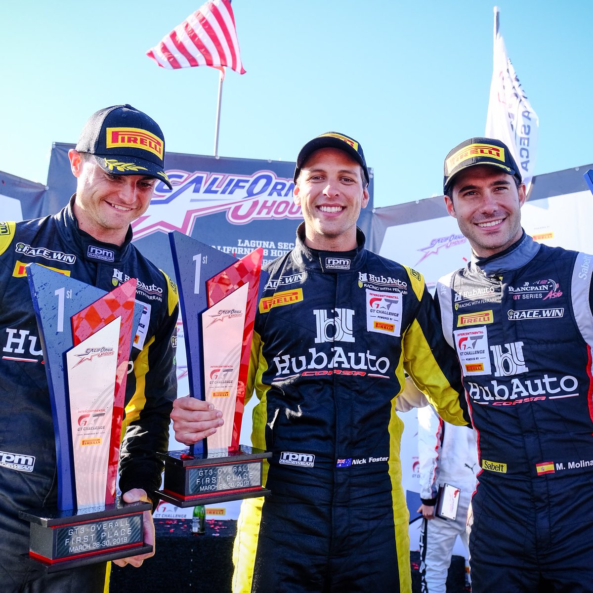 IntercontGTC's tweet photo. Hard to believe it’s already been a month since HubAuto’s #Cal8H victory! 

Foster, Slade and Molina now lie joint-second in the Drivers’ Championship ahead of July’s @24HoursofSpa. https://t.co/EUx5lWMYmH