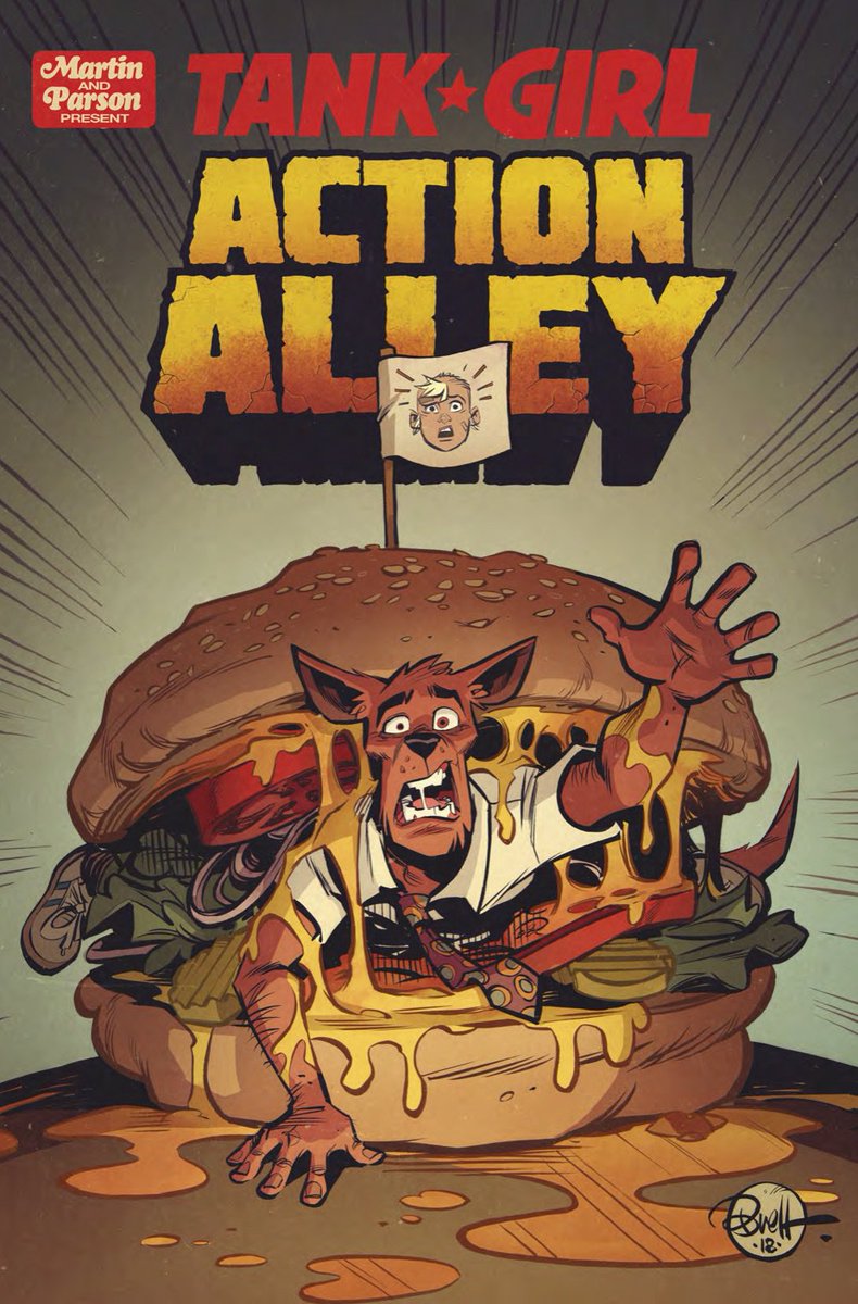 ComicsTitan's tweet image. Out today #NCBD! 

The explosive climax to Action Alley: the first arc of Tank Girl&apos;s first ever ongoing series! The dark (maybe) and hilarious (definitely) secret behind Booga&apos;s origins as a talking mutant kangaroo are revealed at last, by @AlienMartian23 and artist @blitzcadet!