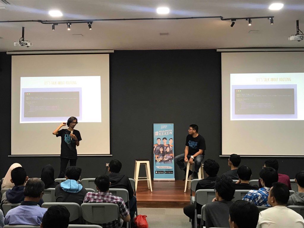 broerjuang's tweet photo. After sharing about ReasonML in Malang, Jogja, and Bandung. Tomorrow will be in Jakarta. @wahidyankf is awesome speaker, you rock! https://t.co/xbdka8DmY5 https://t.co/dqphJj4Xwu