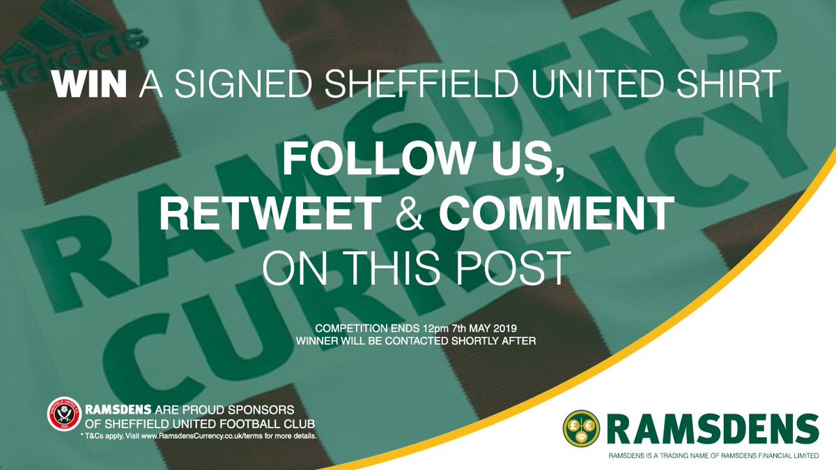 Attention @SUFC_Tweets fans! To celebrate the club’s recent promotion to the Premier League, we’re giving away a SIGNED Sheffield United Shirt. Details on how to enter in the picture below. 👇

Giveaway ends 12pm Tuesday 7th May. Good Luck! 🍀 

T&amp;Cs bit.ly/2H3519M