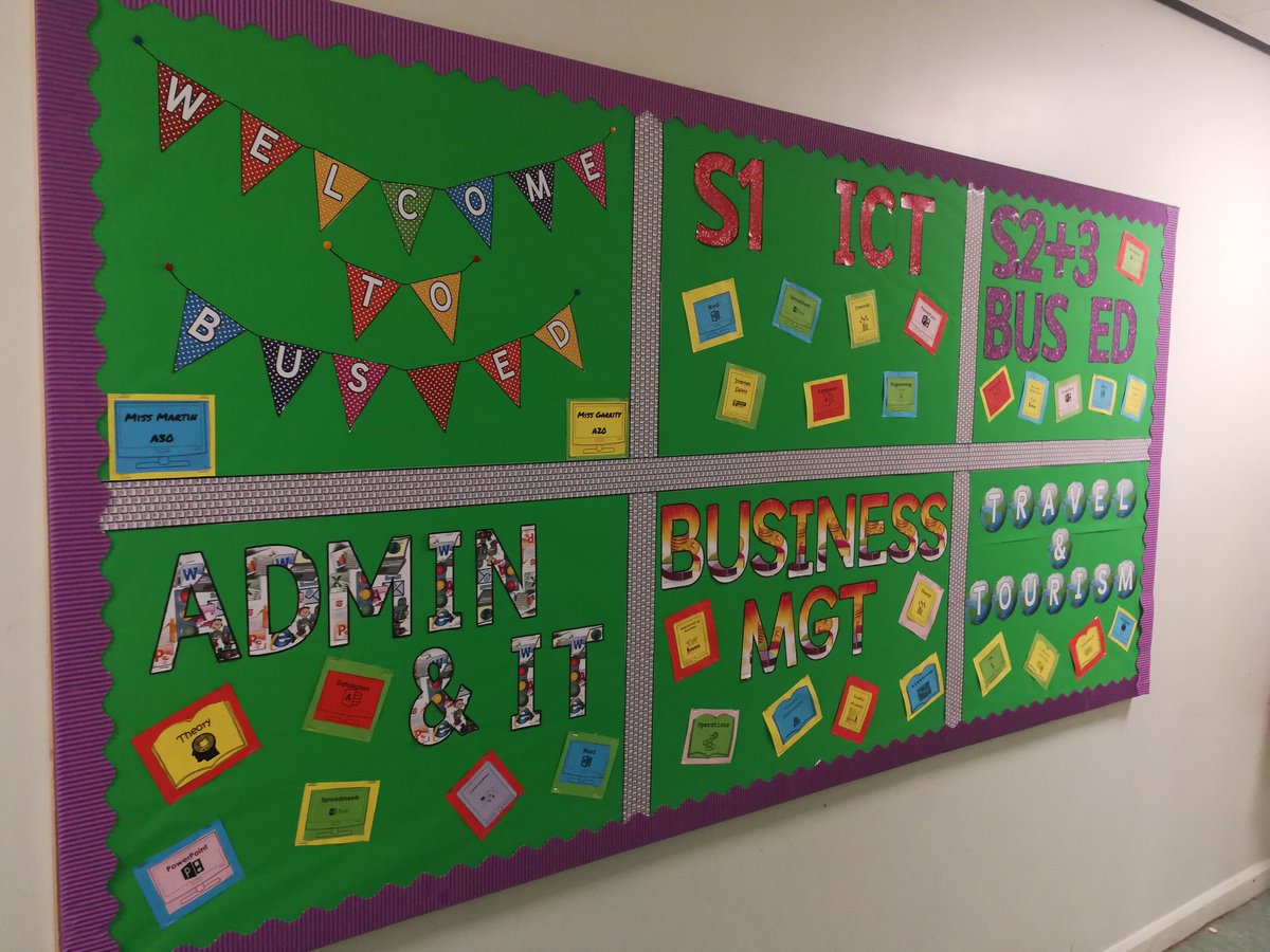 MissMartinBusEd's tweet image. New wall display in the corridor! May have over done the colours but I love it! #walldisplay #colourful #businesseducation